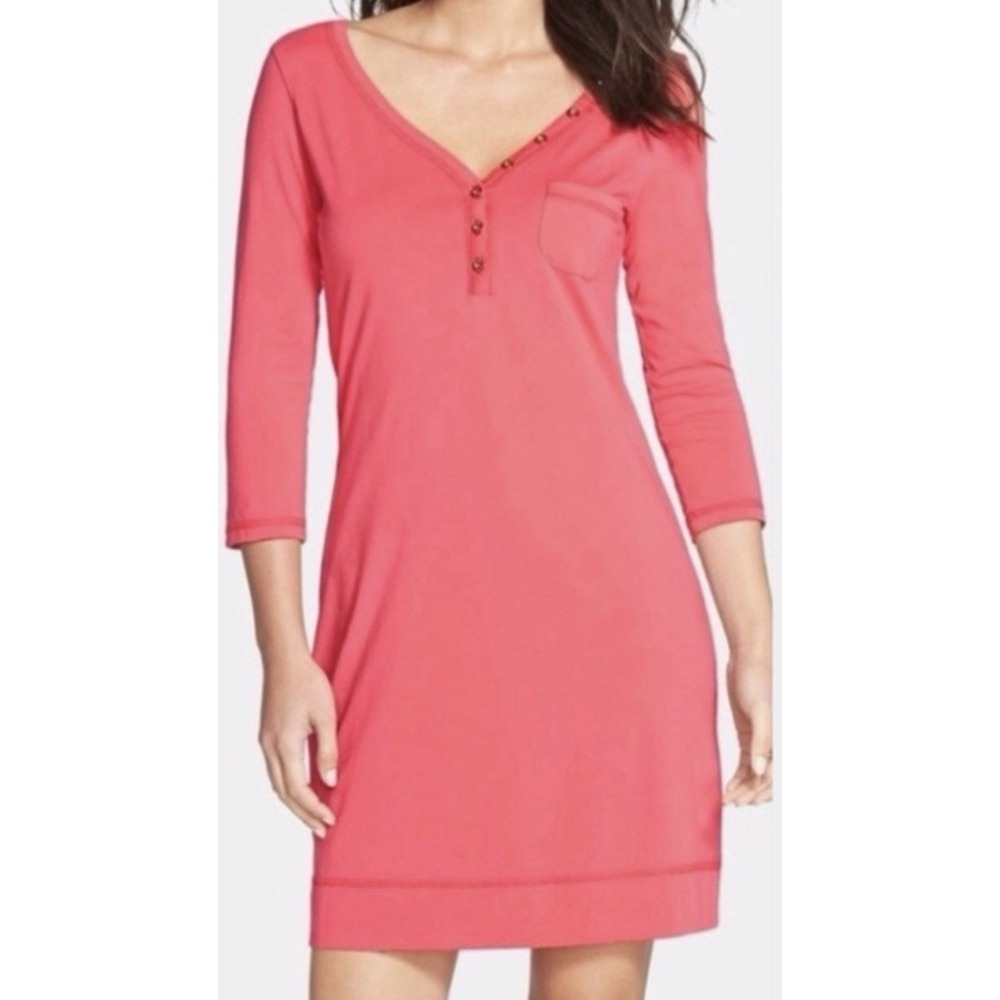 Lilly Pulitzer Palmetto Pima Cotton 3/4 Sleeve Dress Women's Size XL Coral